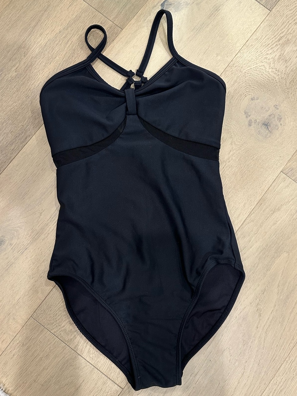 Black Girls' Dance Leotard with Strappy Back